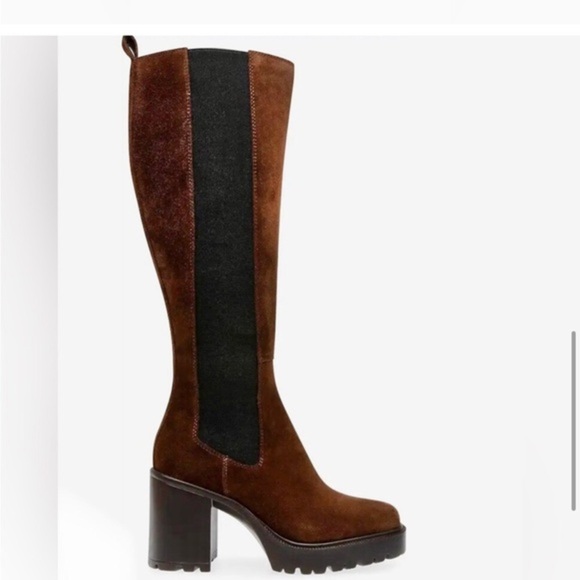 Steve Madden Deegan Dark brown Suede Tall Knee-High lug sole Boots size 10 new - Picture 2 of 8